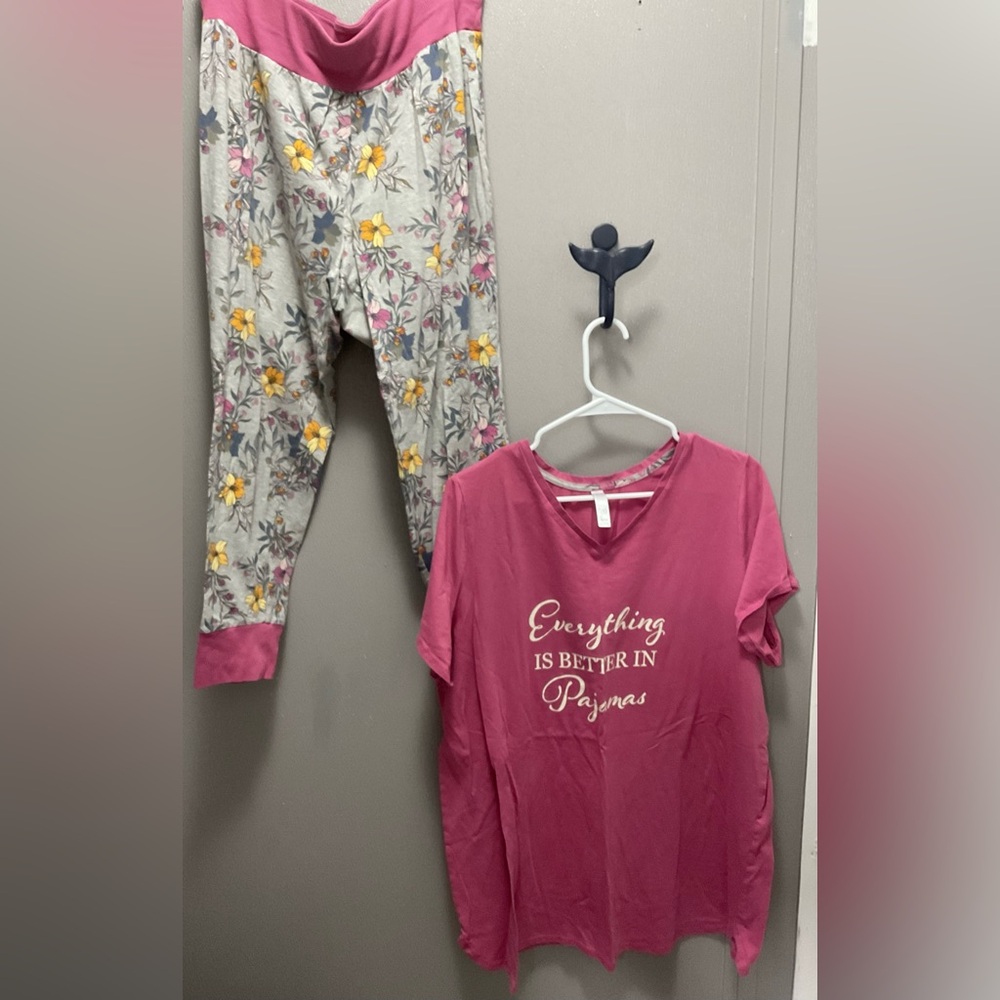 Cacique Pajama Set Sleepwear Lounge Short Sleeve Sz 18/20